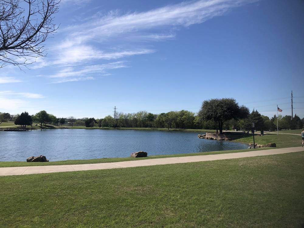 The lake at Harry Myers Park in Rockwall, Texas