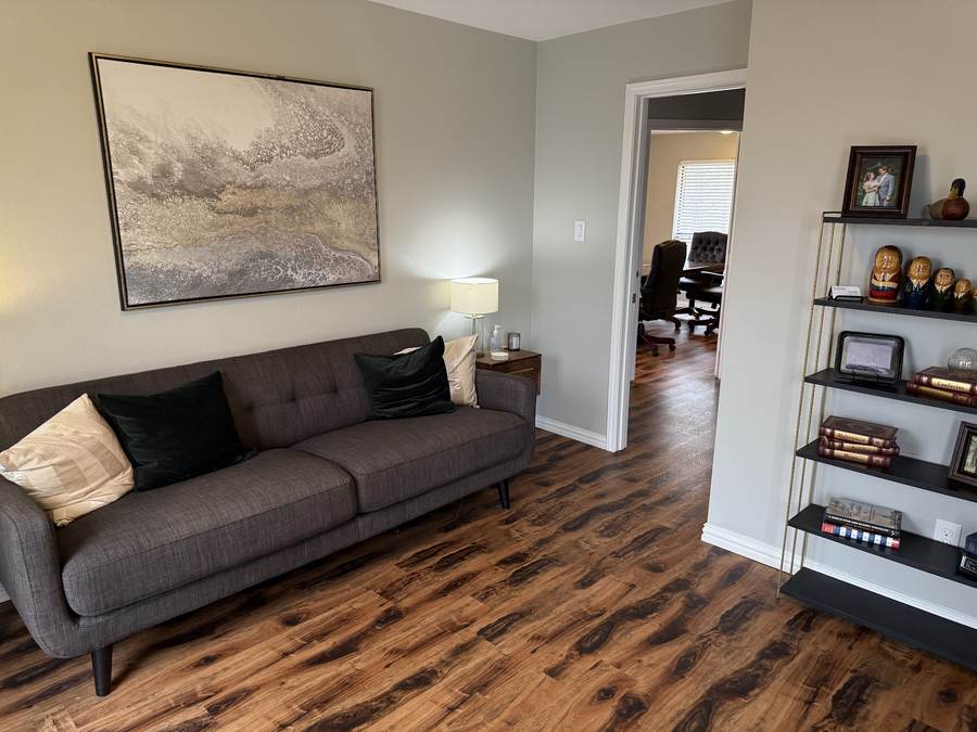 Lounge area at the Eaker Law Firm Rockwall office